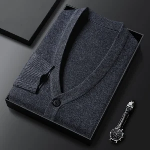 Premium luxury solid color V-neck single breasted