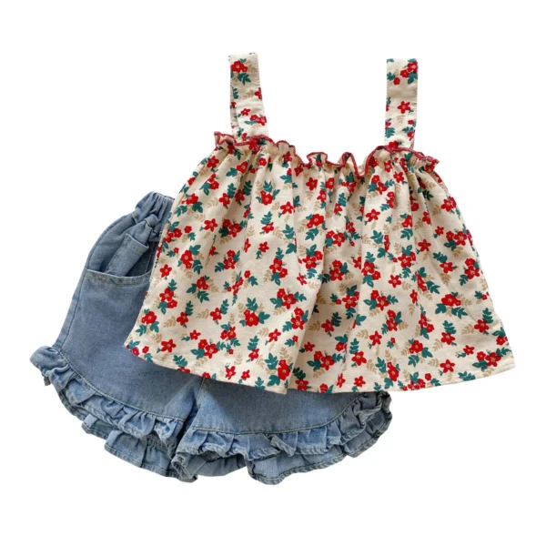 Summer Kids Girls Outfit Sets Cotton Toddler Girls - Image 3