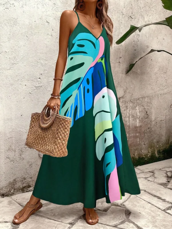 Tropical Print Ankle-Length Dress - Image 2