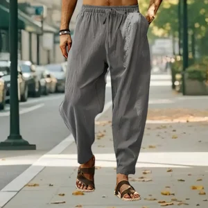 Trousers Male Loose Hemp Casual Breathable Sports