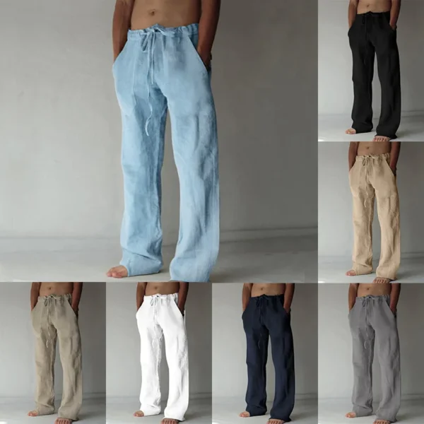 2024 New men's cotton linen long pants men's spring - Image 3