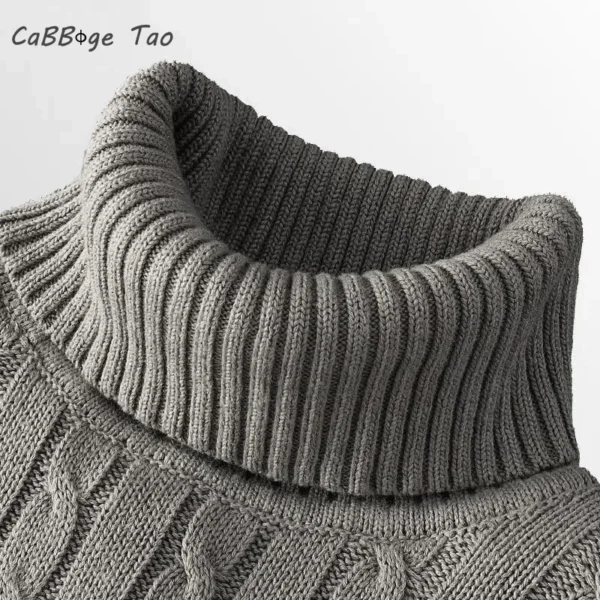 Autumn Men's Long Sleeve Knitted Sweaters Slim Fit Turtleneck