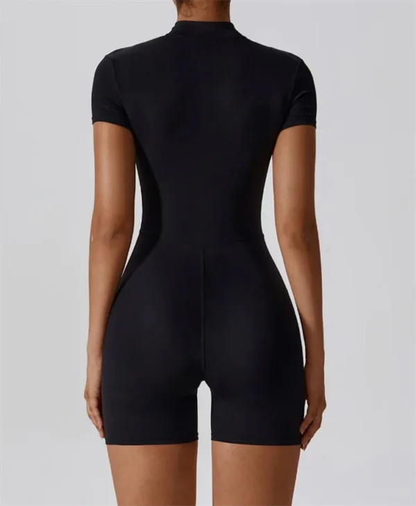 yoga suit with stand up collar, short sleeved fitness - Image 2