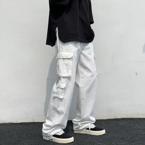 Black/white Pants Men Streetwear Cargo Trousers - Image 4