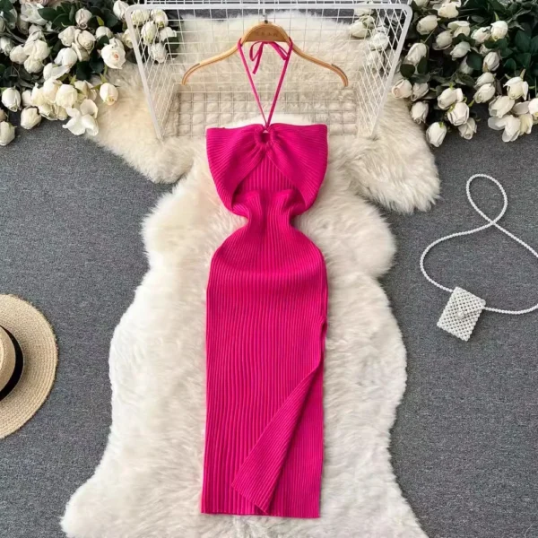 YuooMuoo Chic Knitted Slim Elastic Bodycon Split Dress - Image 3