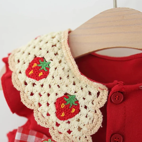 Red Strawberry Baby Girl Dress, Sweet And Festive Children's - Image 2