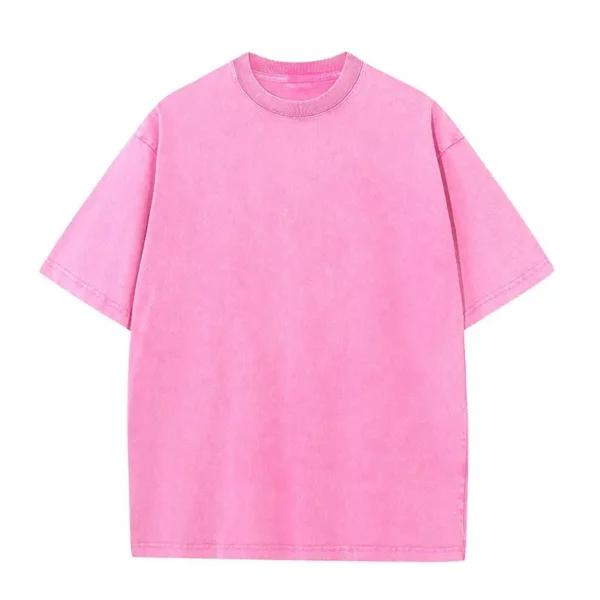 Cotton Washed T-shirt for Unisex Loose O-Neck Oversized Tee - Image 2