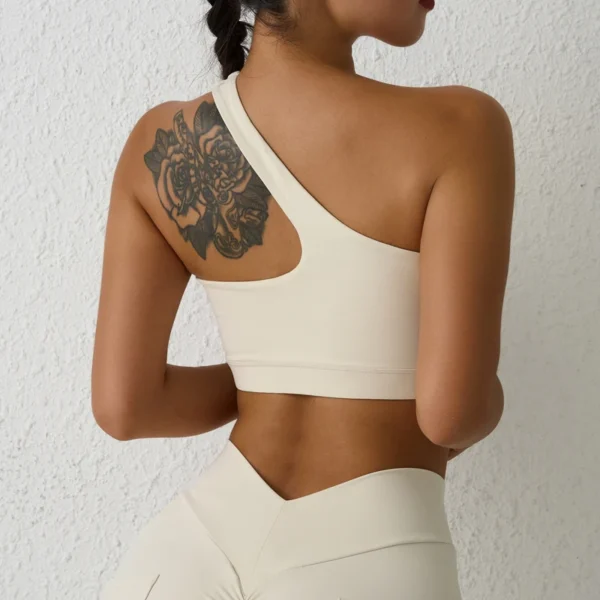 One-Shoulder Sexy Sports Bra Yoga Fitness Training Outwear - Image 6