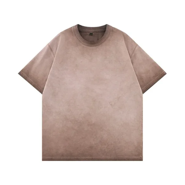 Mens Gradient Washed Loose Crew Neck Tee Streetwear Vintage - Image 3
