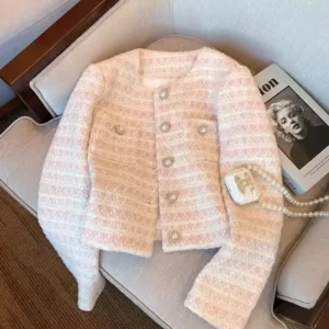 Elegant Loose-Fit Tweed Style Jacket Women's Spring Autumn
