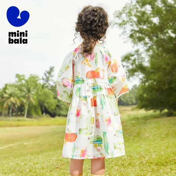 Beach Dress Girls Dresses Pure Cotton Raglan Sleeve - Image 6