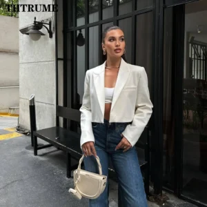 Fashion Women White Basic Jackets Top Elegant Office Coat