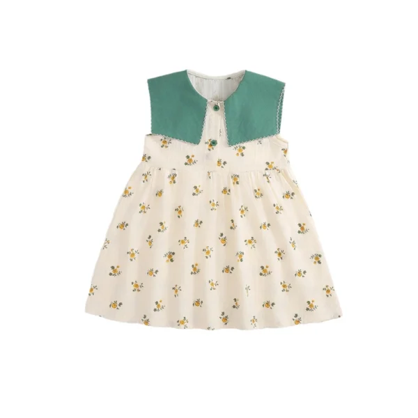 Girls Sundress Cotton Spliced Fragmented Flower - Image 5