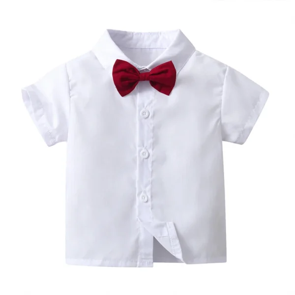 Baby Boys Gentleman Outfits Suits Short Sleeve Bowtie - Image 3