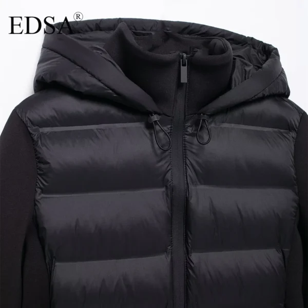 EDSA Women Black Padded Jacket Adjustable Hood - Image 3