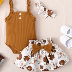 Sleeveless Summer Infant Girl Casual Outfit Suit