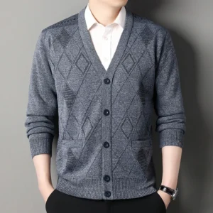 Men's Casual Cardigan Jacket V-neck Sweater