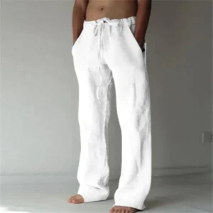 Men's Cotton Linen Casual Pants Breathable Trousers
