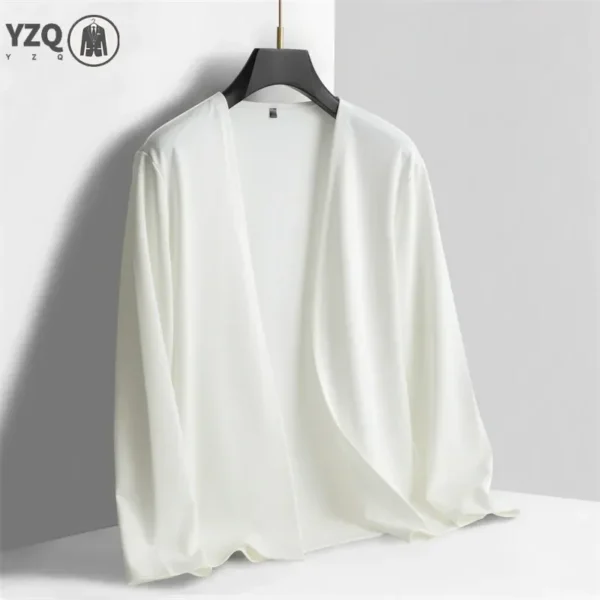 New Men's Casual Solid Color Long Sleeved Cardigan - Image 2