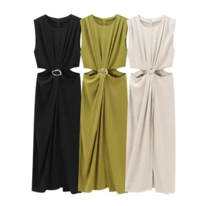 Buckle Detail Long Dress