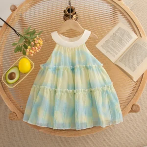 Summer New Tie-Dye Style Round Neck Sleeveless Simple Girl