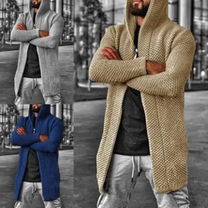 Men Long Sleeve Cardigan Sweater Knitted Jacket Outerwear