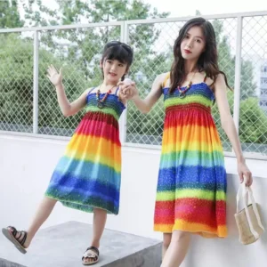 Summer Bohemian Mother Daughter Beach Dress Children's Clothing