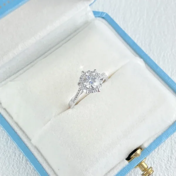 Certified Moissanite Diamond 925 Sterling Silver Plated 18k White Gold  Ring - Image 2