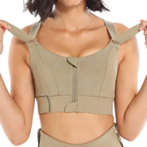 Women Sports Bras Tights Crop Top Yoga Vest Front Zipper