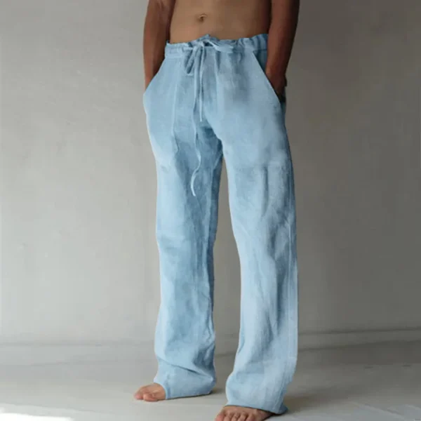 2024 New men's cotton linen long pants men's spring