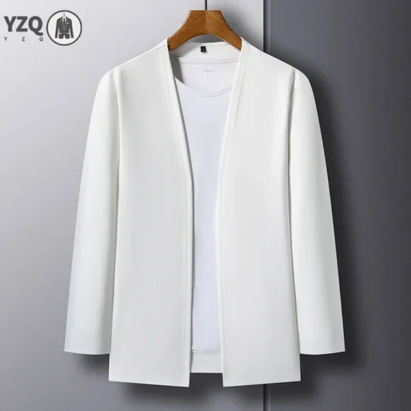 New Men's Casual Solid Color Long Sleeved Cardigan - Image 4