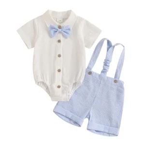 Infant Baby Boy Summer Gentleman Outfit Short Sleeve