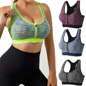 Women Sports Bra Front Zipper Sports Bra   Shock-proof Underwear