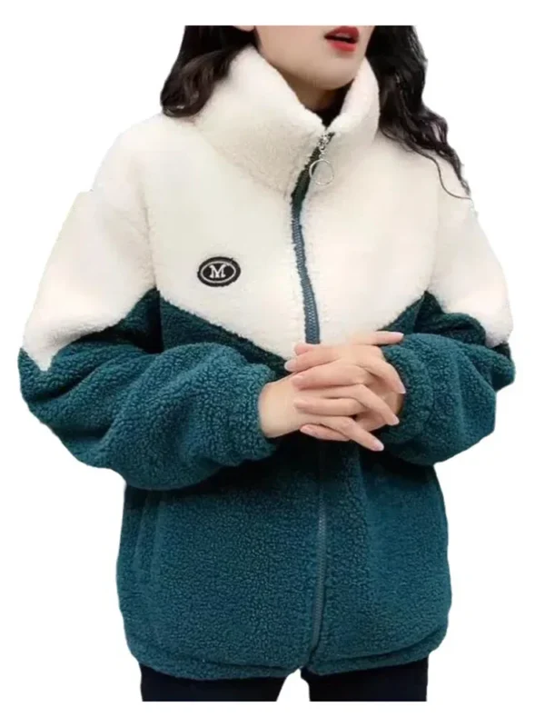 Women Jacket Colored Thickened Lamb Fleece Long Sleeve - Image 4