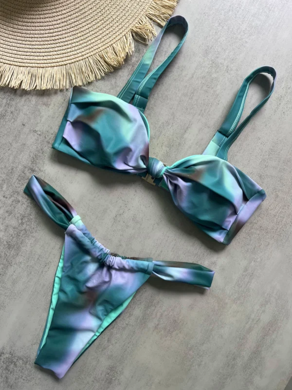 Sexy Tie Dye Printed High Cut Bikini Women Swimwear - Image 2