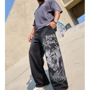 American trendy sweatpants collaboration anime joggers