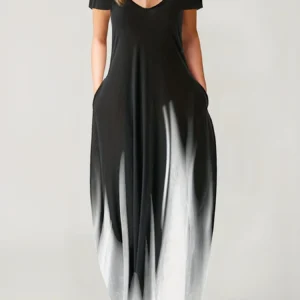 Loose Print Pocket Maxi Dress