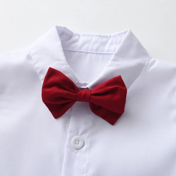 Baby Boys Gentleman Outfits Suits Short Sleeve Bowtie - Image 4