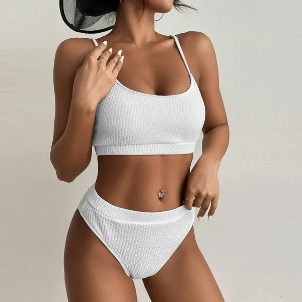 Sexy Solid Yellow Bikini  High Waist Swimwear - Image 6