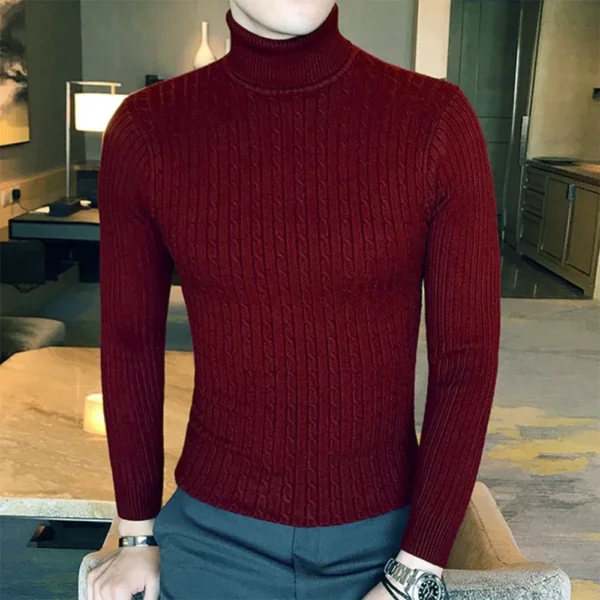 Autumn Winter Turtleneck Pullovers Warm Men's Sweater - Image 3