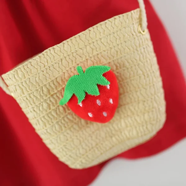 Red Strawberry Baby Girl Dress, Sweet And Festive Children's - Image 4