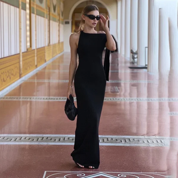 Candyhot Sexy Solid O-Neck Sleeveless Casual Fashion Dress - Image 6