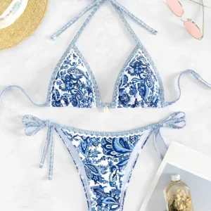 String Triangle Two Piece Bikini Women Swimwear