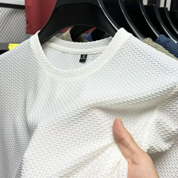 Men Mesh Ice Silk T-shirt Men's Round Neck Short sleeved New