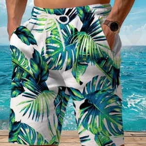 Hawaii Beach Men's Shorts Casual Tropical Leef 3D Printed Men