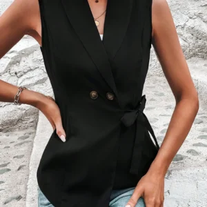 Elegant fashion women's suit jacket lapel sleeveless