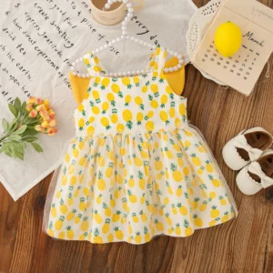 Summer New Yellow Wings Baby Girl Princess Dress