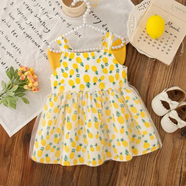 Summer New Yellow Wings Baby Girl Princess Dress