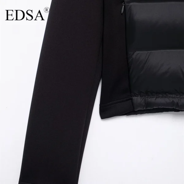 EDSA Women Black Padded Jacket Adjustable Hood - Image 6