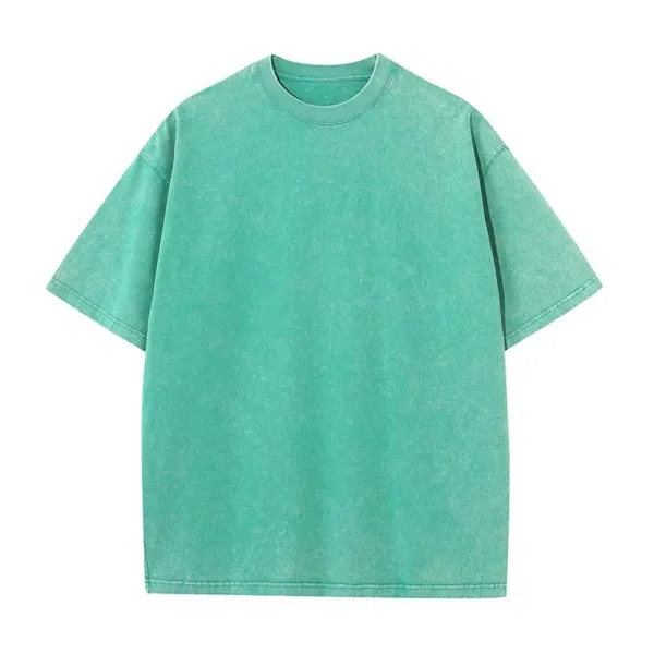 Cotton Washed T-shirt for Unisex Loose O-Neck Oversized Tee - Image 4